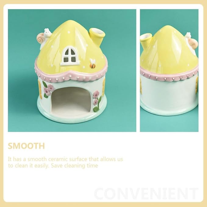 DECHOUS Hamster Mushroom Hideout,Ceramic Castle House Hamster Hide Ceramic Rat Hiding Cabin Houses Cabin Cages for Dwarf Mice Gerbils Small Pet