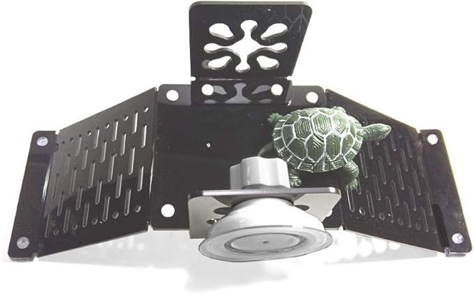 Aquarium Bidirectional Two-Way Bridge Tortoise Turtle Basking Floating Platform with Big Suction Cup Stable Amphibian Reptile Terrace,Be Suspended at Any Water Level (Black-Assembly)