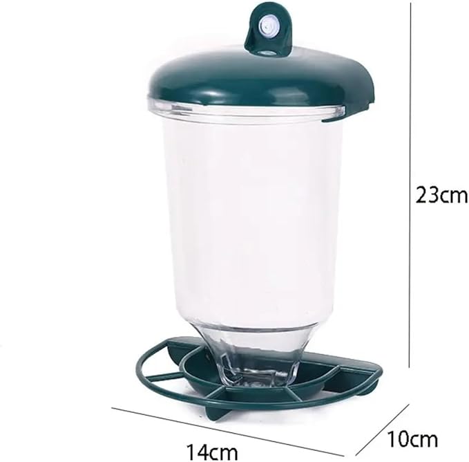 Plastic Bird Feeder Large Capacity Convenient Hanging Food Dispenser with Suction Cup Transparent Water Bowl Garden