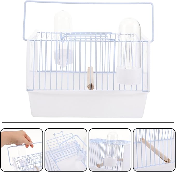 1set Portable Bird Cage for Parrots and Birds Handheld Travel Carrier Wire Design for Outings Lightweight and for Car Seats and