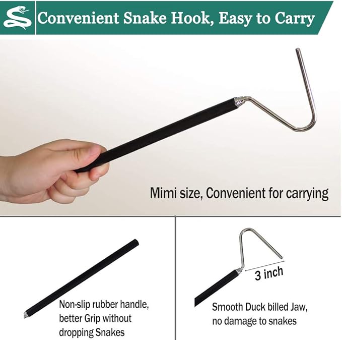 IC ICLOVER 52 Inch Snake Tong + 39.3 Inch Snake Hook, Upgrade Extra Long Professional Grabber & Collapsible Snake Hook, Best Tool Set for Moving Rattle Snake Corn Snake Kingsnakes Lizard Reptiles