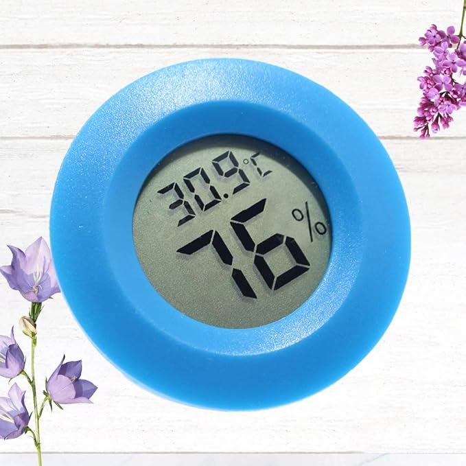 POPETPOP Reptile Box Digital Thermometer Hygrometer Round Shape Temperature and Humidity for Indoor Use Lightweight and Easy to Mount for Bedrooms and Homes