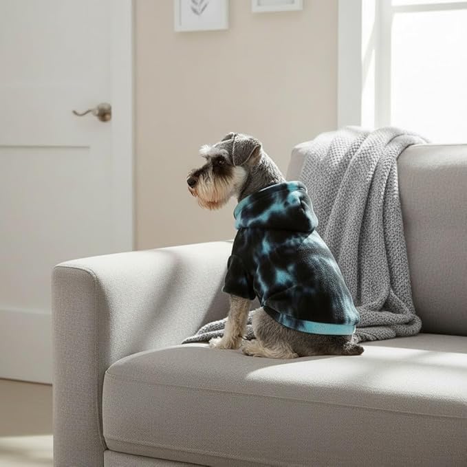 Mklhgty Tie Dye Dog Hoodie, Winter Coat for Small Dogs - Ultra-Soft Adjustable Warm Hood, Breathable Comfort Fabric for Daily Use