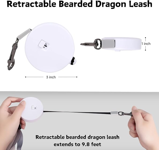 3 Pack Bearded Dragon Harness and Leash Set - Adjustable Soft Leather Lizard Harness with Retractable Leash Small Animal Traction Rope Walking Vest Accessories for Reptile Squirrel Rat (Grey)