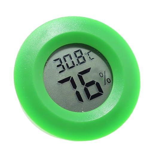 Outanaya Digital Temperature and Humidity Round Shape Hygrometer for Indoor Use Lightweight and Easy to Install Green Color for Home and Office Environments