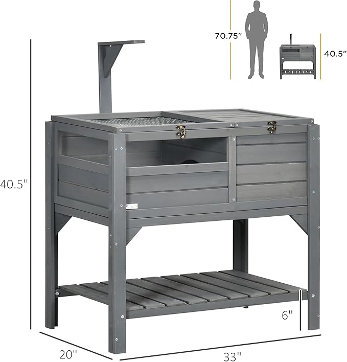 Turtle Habitat Enclosure, Large Wooden Tortoise House for Indoor and Outdoor Use, Reptile Enclosure with Openable Roof & Secure Locking System (Gray+Storage Shelf)