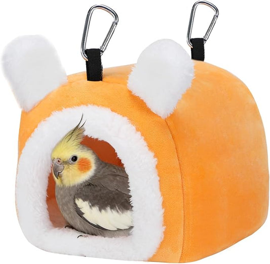 MEWTOGO Stable Warm Bird Nest - Winter Plush Comfortable Bird House with Strong Load-Bearing Mat & Wide Entry for Cage Accessories, Medium Birds Bed for Cockatiel Lovebirds Quaker