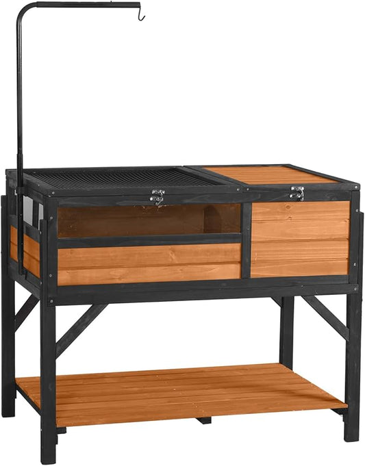 Wooden Tortoise Habitat with Detachable Legs & Adjustable Lamp Holder – Reptile Terrarium for Small Animals