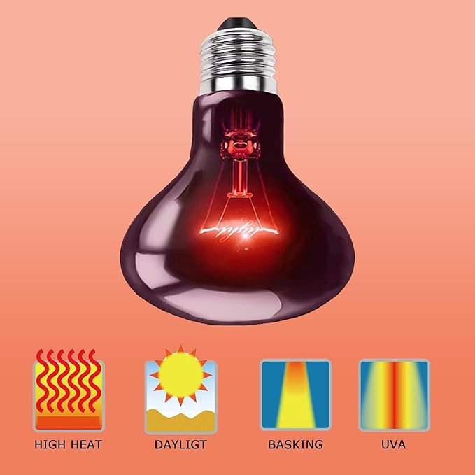 HARTOMPET 100W UVA Infrared Heat Lamp – Red Basking Spot for Lizards & Chicks, Perfect for Tanks