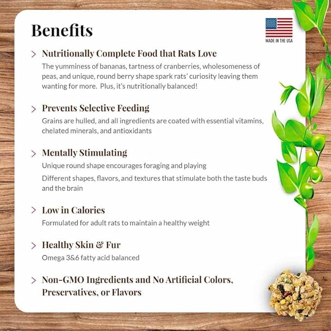 LAFEBER'S Rascally Rat Nutri-Berries, Made with Non-GMO and Human-Grade Ingredients, for Rats (10 oz Pack of 2)