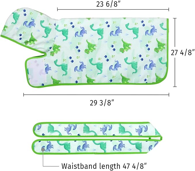 HDE Dog Bathrobe Super Absorbent Quick Drying Puppy Towel Wrap Coat Adjustable After Bath Robes with Hood for Dog Sizes S-XXL Cute Dinosaurs L