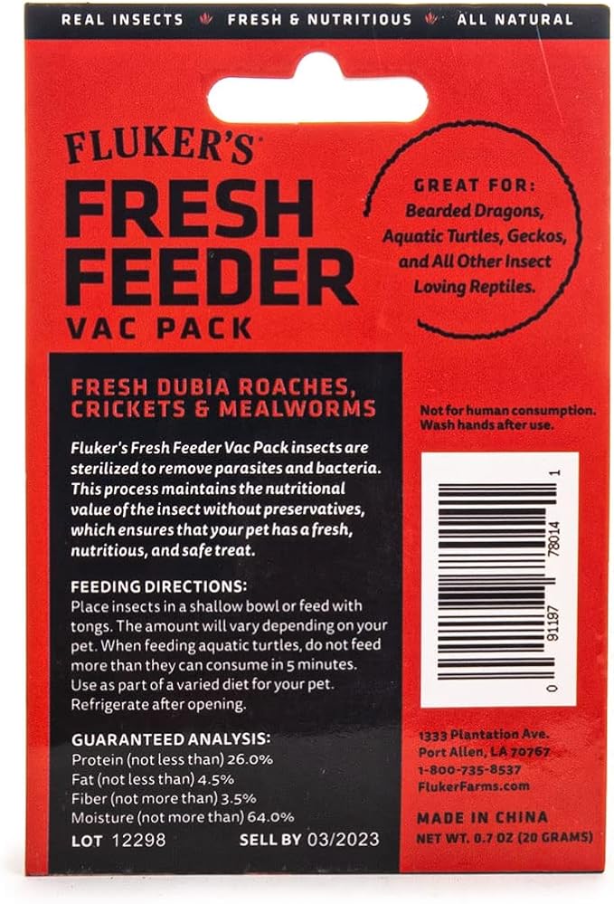 Fluker's Fresh Feeder Vac Pack Variety Mix, All Natural and Preservative Free, Great for Insect Eating Reptiles, Birds, Tropical Fish or Small Animals, 0.7 oz