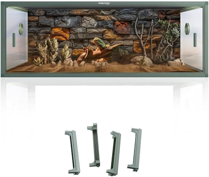 Phailozoo 85 Gallon Reptile Terrarium with 10" Reptile Tank Stackers, Front Opening Snake Tank for Easy Feeding, Reptile Tank with Leakproof Bottom & Top Screen Ventilation 48''x24''x18''