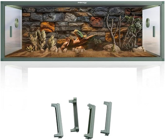 Phailozoo 85 Gallon Reptile Terrarium with 10" Reptile Tank Stackers, Front Opening Snake Tank for Easy Feeding, Reptile Tank with Leakproof Bottom & Top Screen Ventilation 48''x24''x18''