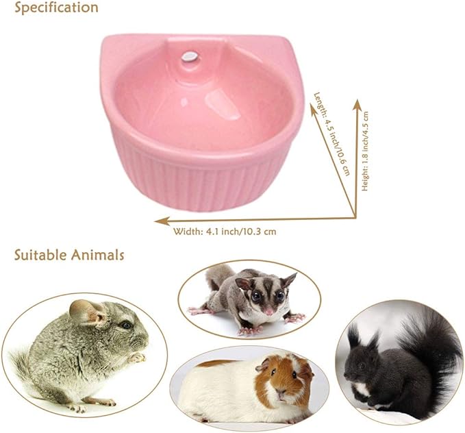 Small Animals Bowl, Hamster Feeder Cups, Detachable Cage Feeder Dish Cage Accessories for Small Animals Guinea Pig Chinchilla Hedgehog Ferret Rabbit Mink Parrot Squirrels Sugar Glider