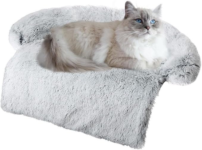 Tinaco Calming Dogs/Cats Bed Mats, Dog Pad Washable Removable Couch Cover, Plush Long Fur Mat for Pets, Waterproof Lining, Perfect for Small, Medium and Large Dogs and Cats (Gradient Gray, 34"x30")