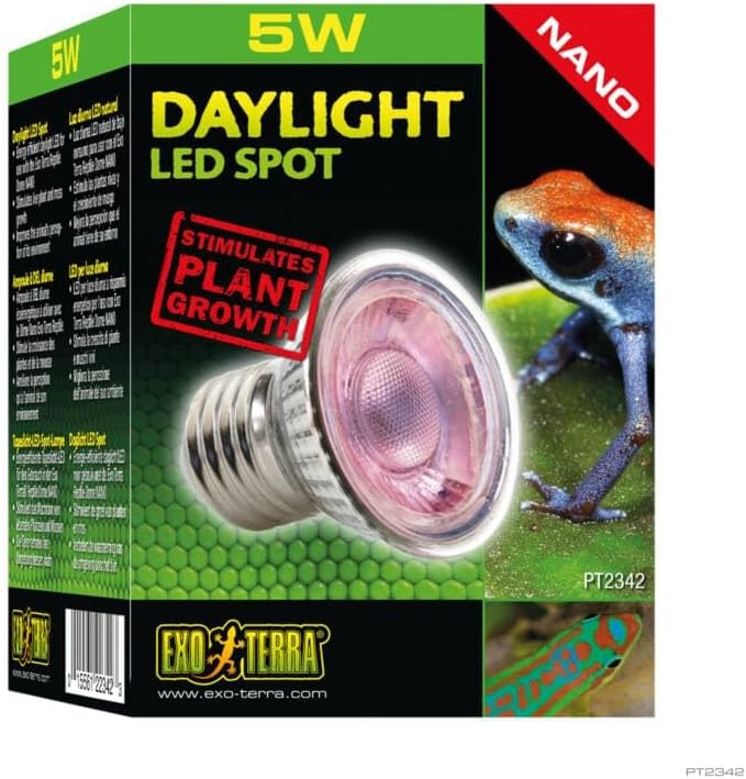 Exo Terra Daylight LED Spot Nano, Reptile Terrarium Light Bulb