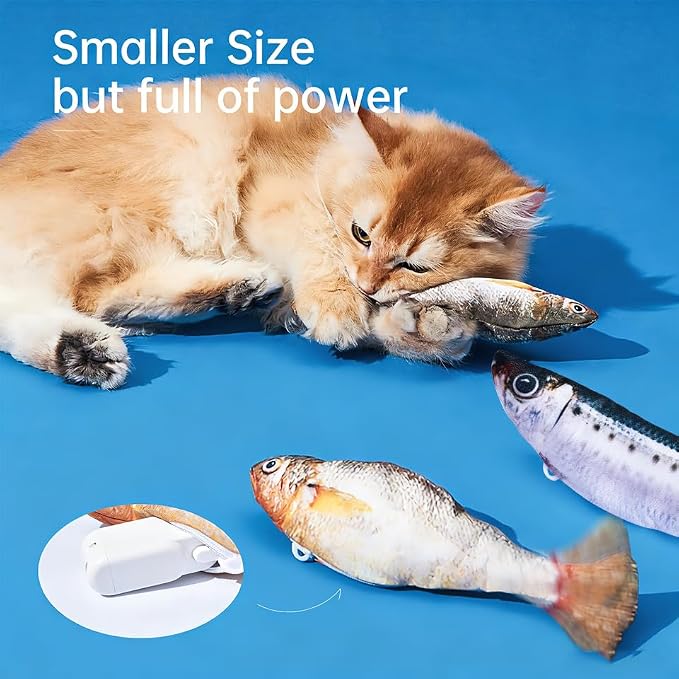 Realistic Floppy Fish Cat Toy with Catnip Toys for Cats Interactive Cat Toys for All Breeds Tap-Activated 3 Flapping Mode Sardine/Yellow Croaker,7.1 Inches,with Catnip,Rechargeable - Image 4