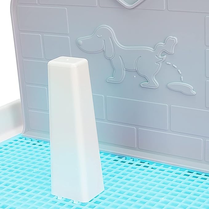 Puppy Dog Potty Tray Pee Pad Holder, Mesh Training Toilet for Small and Medium Dogs, Easy to Clean, Wall for Male Dogs, Ideal for Busy Owners (Blue)