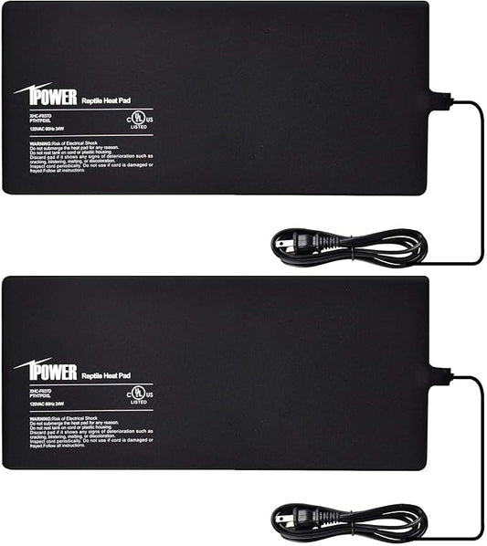 iPower 8x18 Inch Reptile Heat Pad Under Tank Heater, Energy-Efficient & Waterproof Design Terrarium Warmer Mat for Turtles, Lizards, Snakes, 2 Pack
