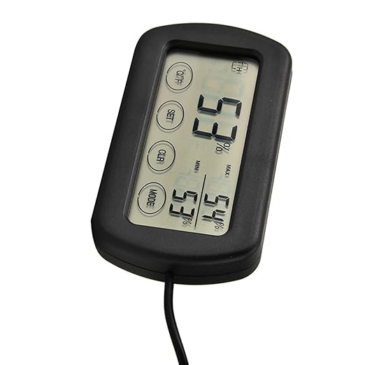 Compact LCD Display Thermometer Hygrometer, Easy Reading Digital Sensor with Suction Cup for Reptile Tanks, Pet Cage, Plant Pot, Food Storage, and More.