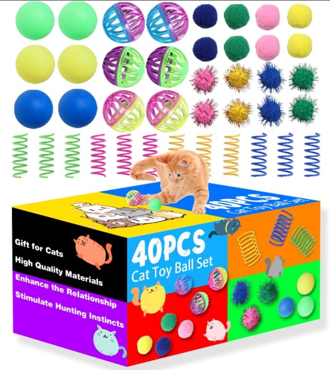 Cat Toys for Indoor Cats 40 PCS Kitten Toys by Flashine