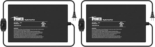 iPower 8 by 12 Inch Reptile Heating Pad with Temperature Adjustable Controller Knob, Under Tank Warmer Terrarium Heat Mat for Reptiles and Amphibians (Pack of 2)