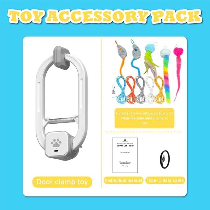 Interactive cat toy, Electric cat teaser, Door clip, 2 Motion modes,Gray - Image 9