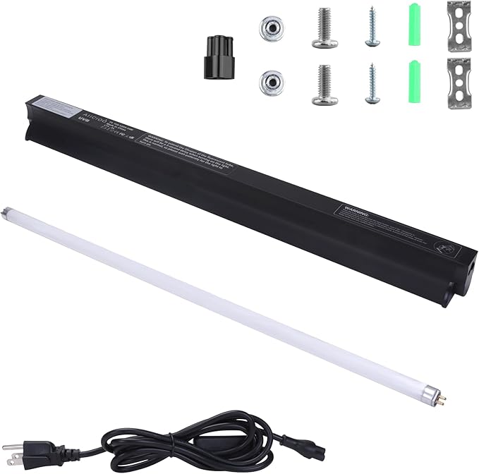 Aiicioo T5 HO UVB Reptile Light Fixture 10.0 24W Light Combo Kit 22 Inch Light Fixture Reptile Terrarium Hood with 22W Reptile Light Bar for Bearded Dragon Lizards Turtle Tank