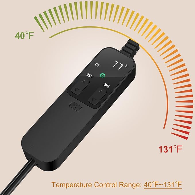 Reptile Heating Pad with PID Thermostat & Timer, 8”x12” Under Tank Heater for Hermit Crab, Snake, Turtle, Lizard, Frog, Spider and Other Reptiles