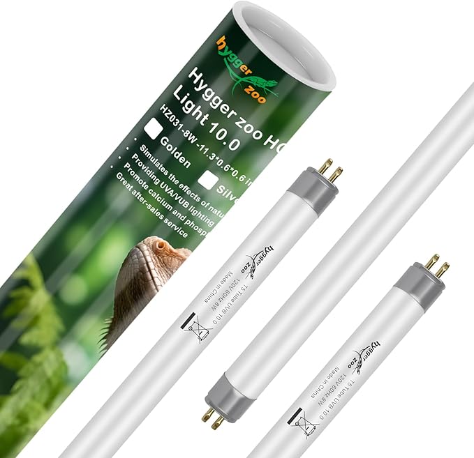 3-Pack UVB Reptile Light 10.0 Bulb 8W T5 Fluorescent Desert Lamp UVA for Bearded Dragon Tortoise Reptile & Amphibian