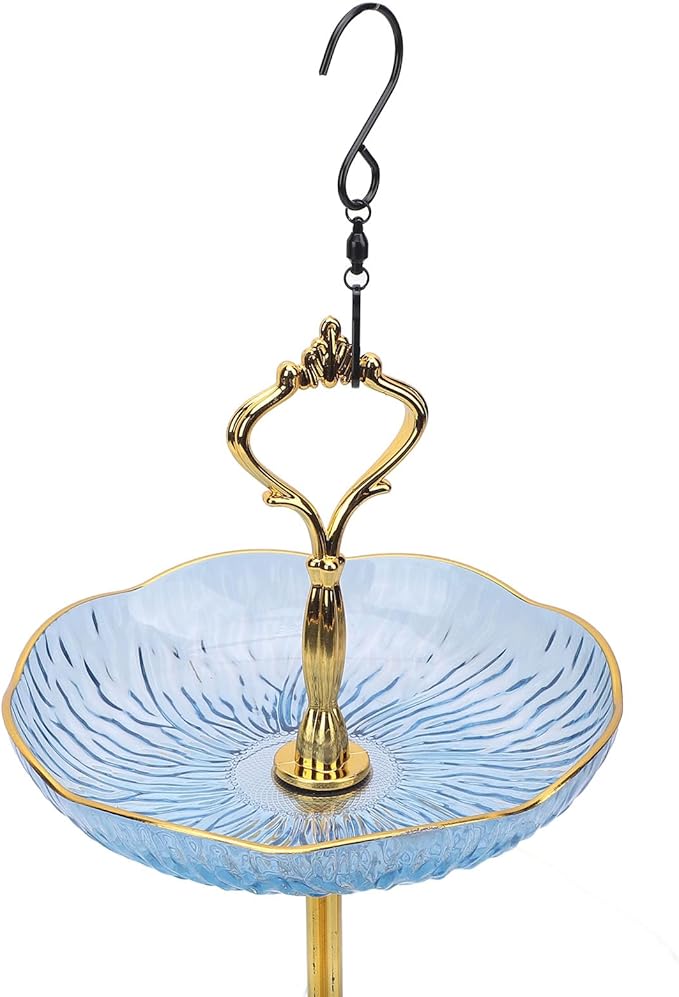 SUNGOOYUE Hanging Bird Feeder for Outdoor Use, Practical Bird Bath with 3-Tier Hanging Bowl, Holds Up to 4.5 Kg of Food, Improves The Watching Experience in Your Garden (Blue)