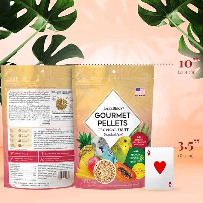 LAFEBER'S Parakeet Pellets (Tropical Fruit, 1.25 Ib Pack of 2)