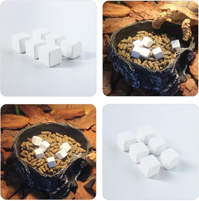 6pcs Tortoise Calcium Blocks for Reptile Health Supplement, Natural Calcium Cubes with Essential Micronutrients for Turtle and Aquarium Tank Use