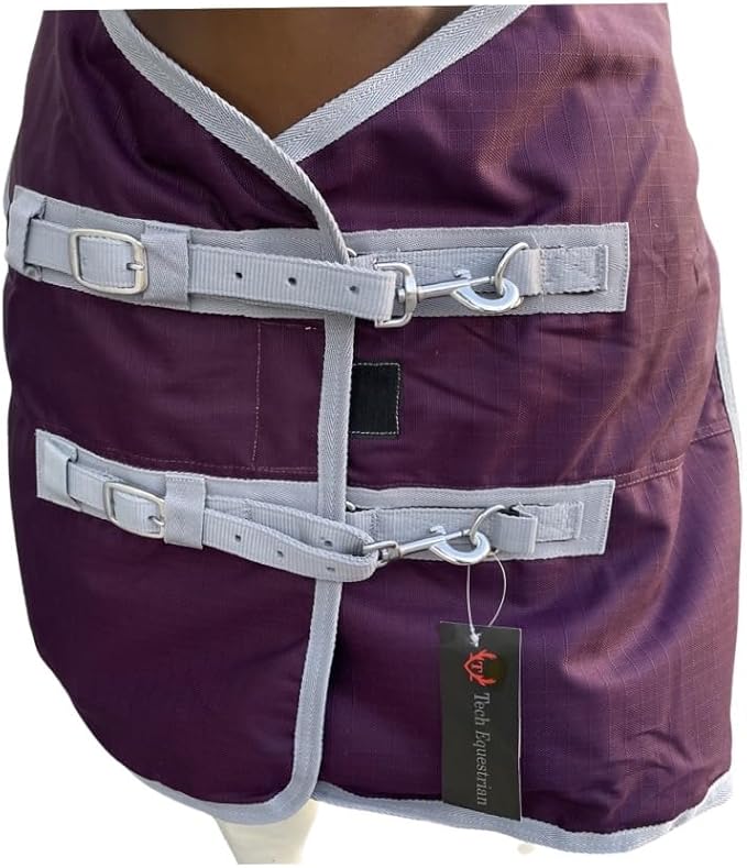1200 Denier Horse RAIN Sheet | Horse Turnout Sheet (Waterproof & Breathable) (Plum-Grey, 78)