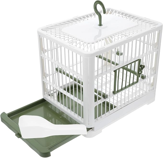 POPETPOP Foldable Bird Travel Cage with Stand Portable Bird Carrier for Parrots Parakeets Easy to Clean and Transport Design for Outdoor Use