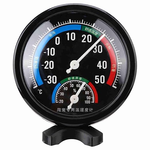 FILFEEL 2-in Reptile Hygrometer for Tortoise and Spider Terrariums - Accurate, Portable, Mechanical, No Batteries Required