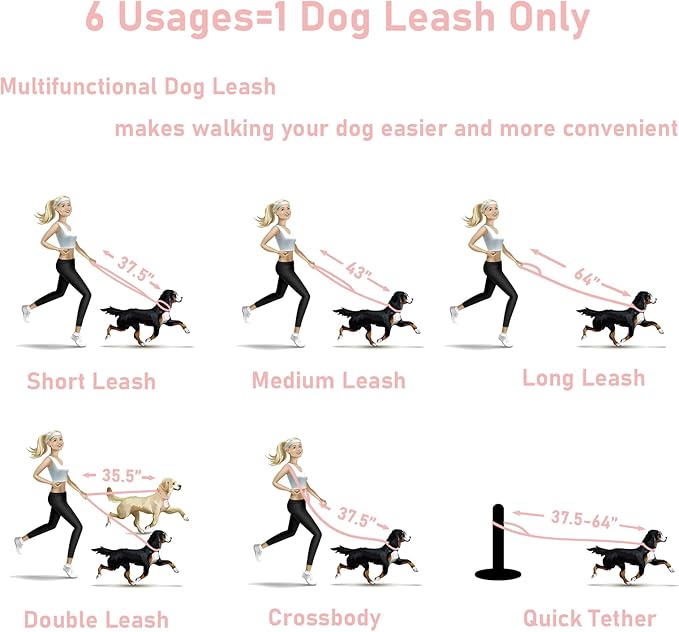 ZALER Dog Collar and Leash Set, Waterproof Adjustable Odor Proof Pet Collars Leashes Easy to Clean, 6FT Dog Leash with 2 Hooks for Large, Medium Small Dogs (S, Pink)
