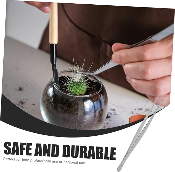 GALPADA 2pcs Stainless Steel Tweezers Curved and Straight Feeding Tongs for Reptile Care for Snakes Lizards and Aquatic Plants Durable Silver Design