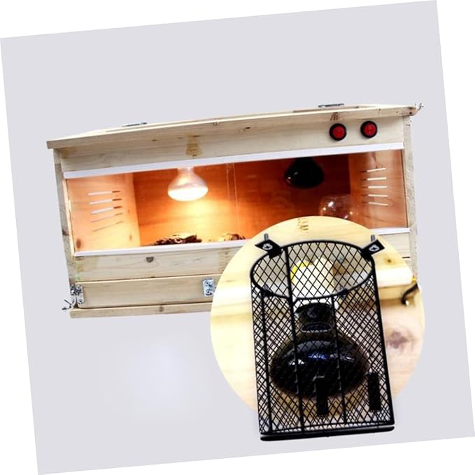 Kisangel Reptile Heat Lamp Scalding Lampshade Round Protective Cover for Reptile Cages Sturdy Black PET Lampshade for Safe Habitat Lighting Suitable for Bearded Dragons Snakes and Lizards