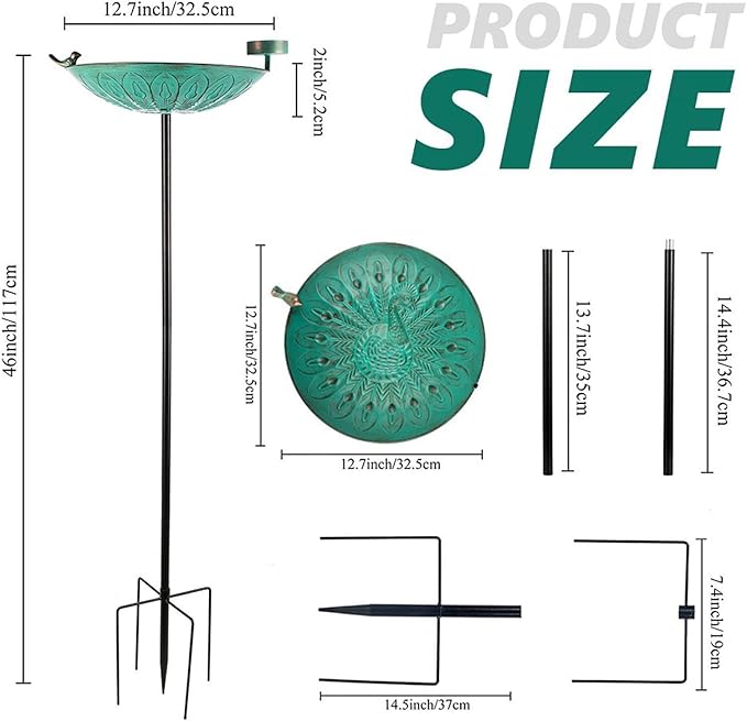 Detachable Outdoor Bird Feeder Rustproof Large Capacity Bird Bath Feeder Birds Feeding Stand for Farm Outdoor Garden