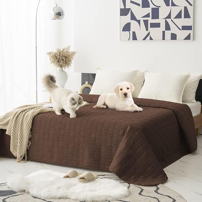 Tcksstex Waterproof and Anti-Slip Dog Bed Cover and Pet Blanket Sofa Pet Bed Mat car Incontinence Mattress Protectors Furniture Couch Cover for Most Cats Dogs, Pets （82x82-Chocolate）