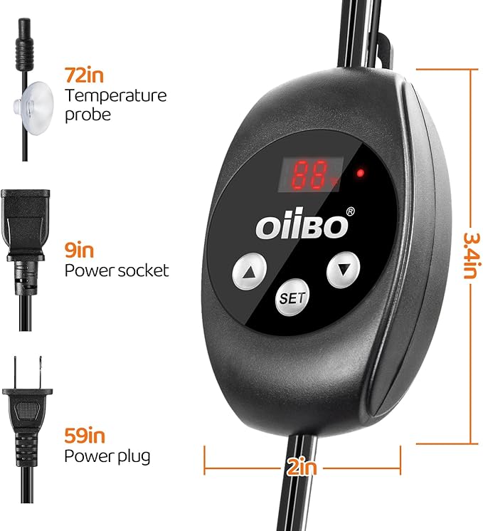Oiibo Reptile Dimming Thermostat, PID Thermostats Digital Thermostats for Reptile Heat lamp, Breeding Incubation, Seed Germination (68-122°F/20-50℃)
