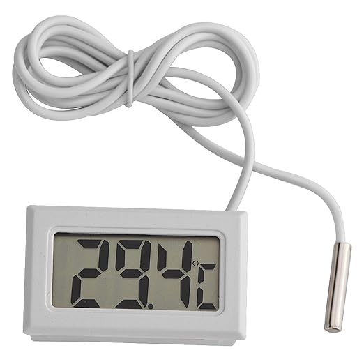 Zerodis Digital Thermometer, LCD Temperature Monitor with 95cm Long Probe for Aquarium Reptile Incubator Greenhouse Poultry, Fahrenheit Celsius Display