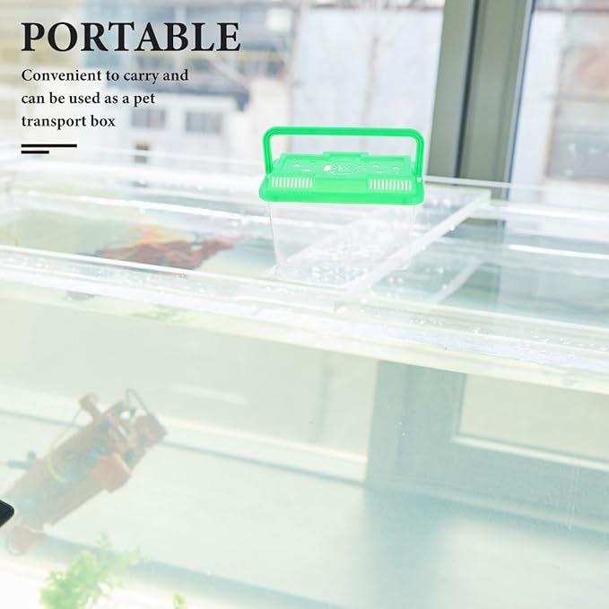 YARNOW Portable Mini Plastic Fish Tank Clear Terrarium for Betta Fish Turtles and Reptiles Stylish Handheld Aquarium with Design for Pet Care and Observation