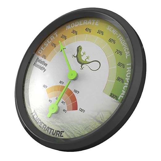 Kisangel Reptile Hygrometer Thermometer High-Precision Mechanical Temperature Meter Round Dial Humidity Gauge for Terrarium Tank Pet Supply