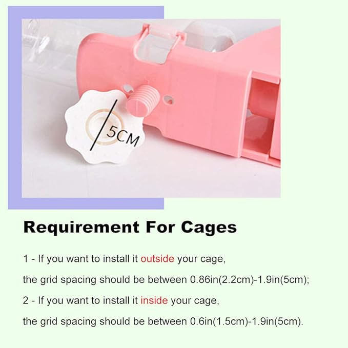 2Pcs 17oz Water Bottle for Small Animals, Rabbit Water Feeder Bowl Bunny Dispenser Hanging Automatic Guinea Pig Bottle for Cage