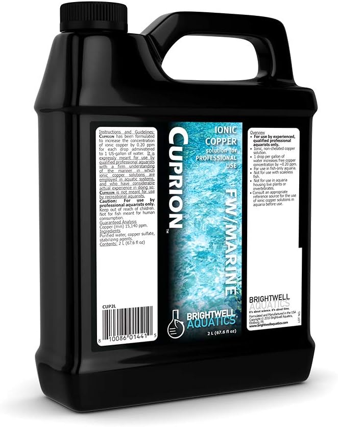 Brightwell Aquatics Cuprion - Ionic Copper Solution for Professional Use in Fish-Only Aquarium Tanks, 2-L