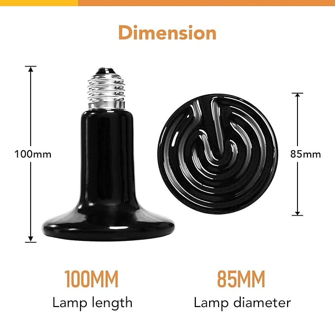 Simple Deluxe 150W Reptile Ceramic Heat Bulb with 8.5 Inch Clamp Lamp and Digital Thermostat Controller Combo Set for Incubating Chicken & Amphibian Pet, 2 Pack