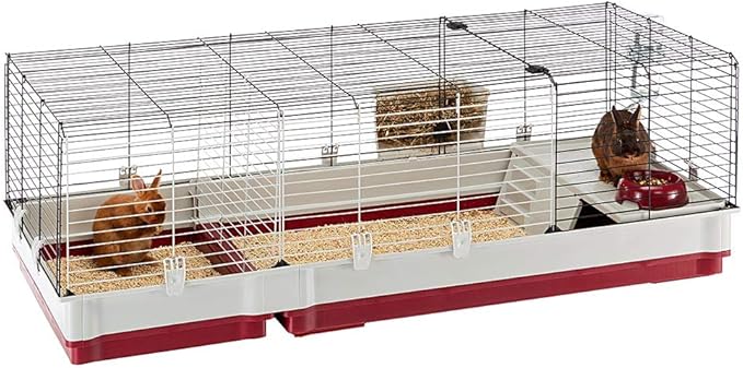 Ferplast Krolik Extra-Large Rabbit Cage w/Wire Extenstion | Rabbit Cage Includes All Accessories & Measures 55.9L x 23.62W x 19.68H & Includes All Accessories | 1-Year Manufacturer's Warranty